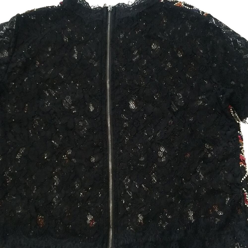Zara Black Embroidery Lace Shortsleeve Top Sz Medium - Picture 7 of 7